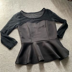 Black sheer peplum top